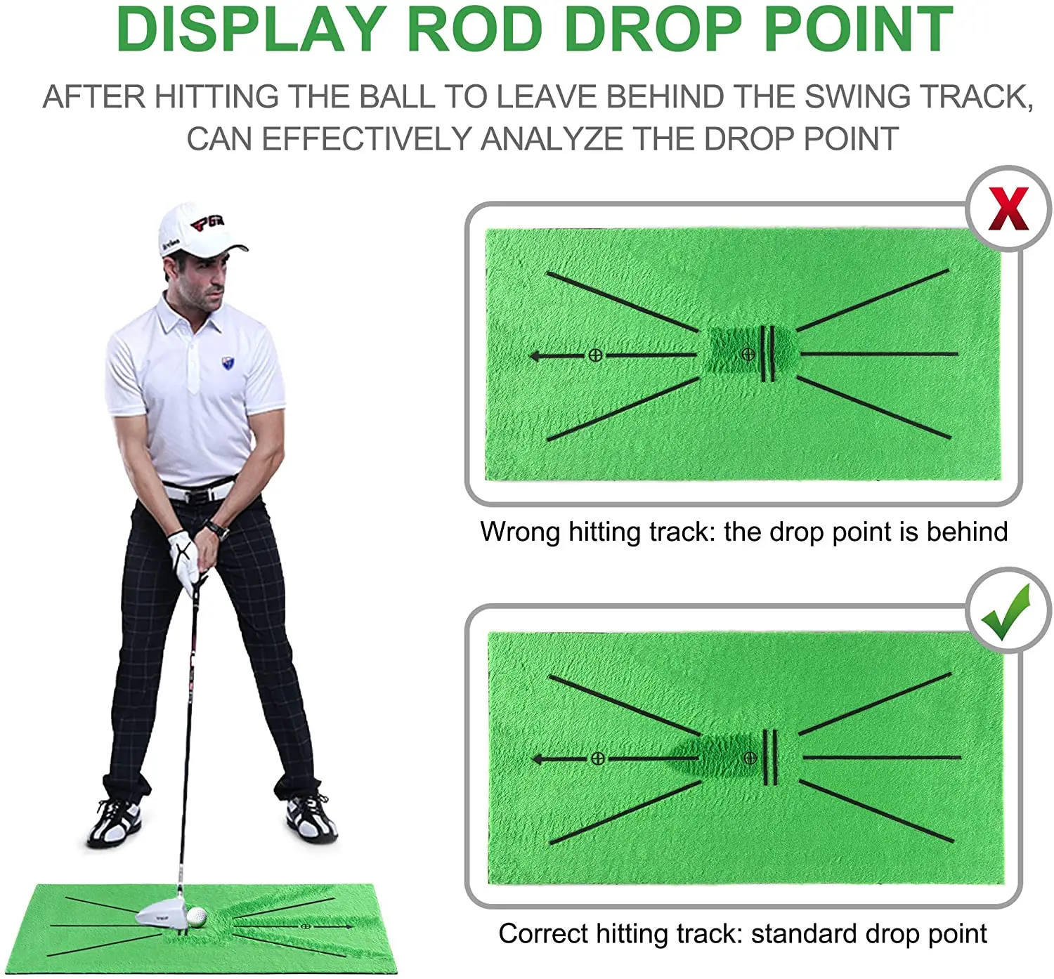 Golf Training Mat Swing Track Practice Marking Pad Detection Batting Ball Trace Directional Detection Mat Swing Practice Mats