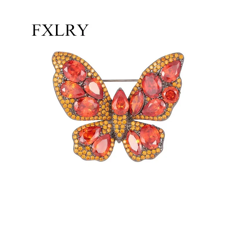 

FXLRY Orange Cubic Zircon Brooch Wholesale Multi-purpose Fixed Clothing Orange Autumn Winter Coat Coat Accessories