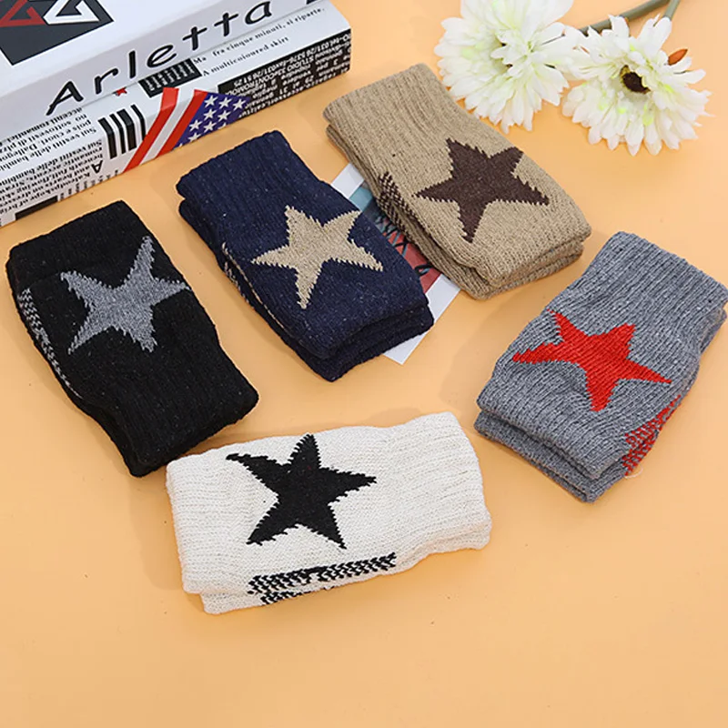 4 Colors Star Knitted Fingerless Gloves Unisex Warm Half Finger Universal Casual Adult Children Winter Hand Protect Mittens