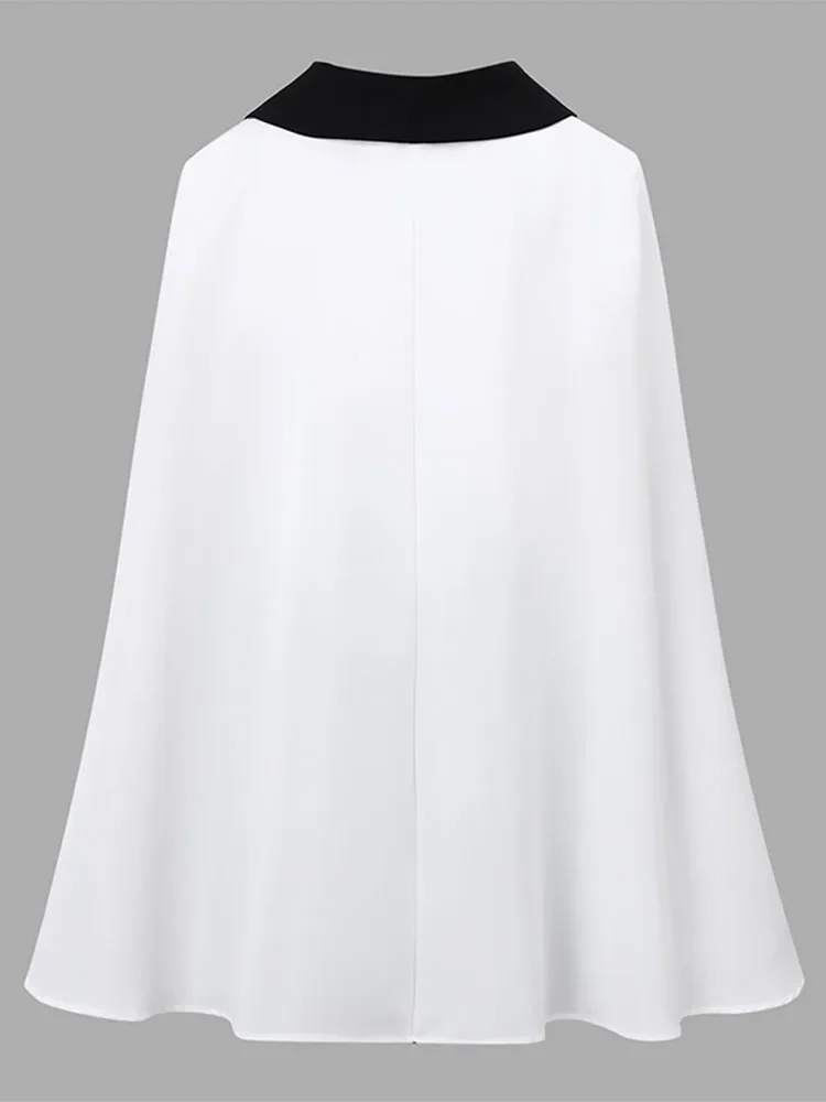 2025 Herfst Vrouwen Uitloper Casual V-hals Blazer Cape Mouw Pakken Colorblock Elegante Dunne Jassen Plus Size 5XL Vonda