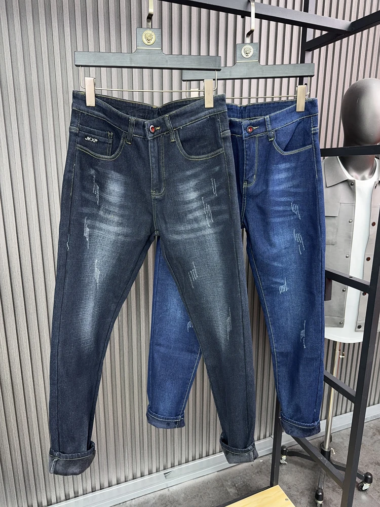 

Svip Thiened Fce подкладка Slim Fit повседневные джинсы для мужчин теплые слипоны осень-зима зауженные джинсовые брюки молодежная мода