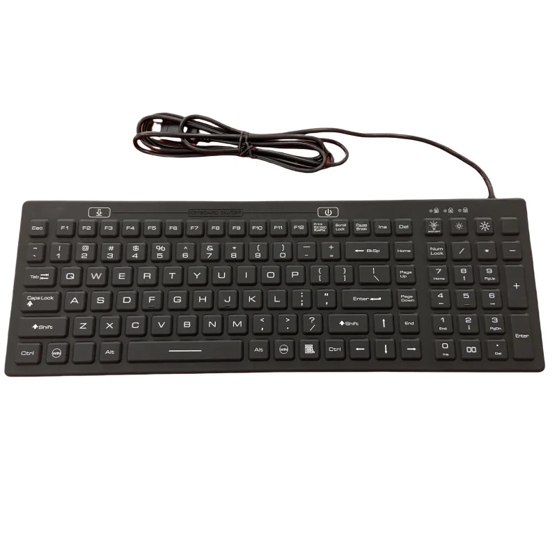 IP68 Sealed Waterproof Dust-Resistant Wired Medical Silicone Keyboard with Numeric Keypad for Hospitals and Patient Rooms