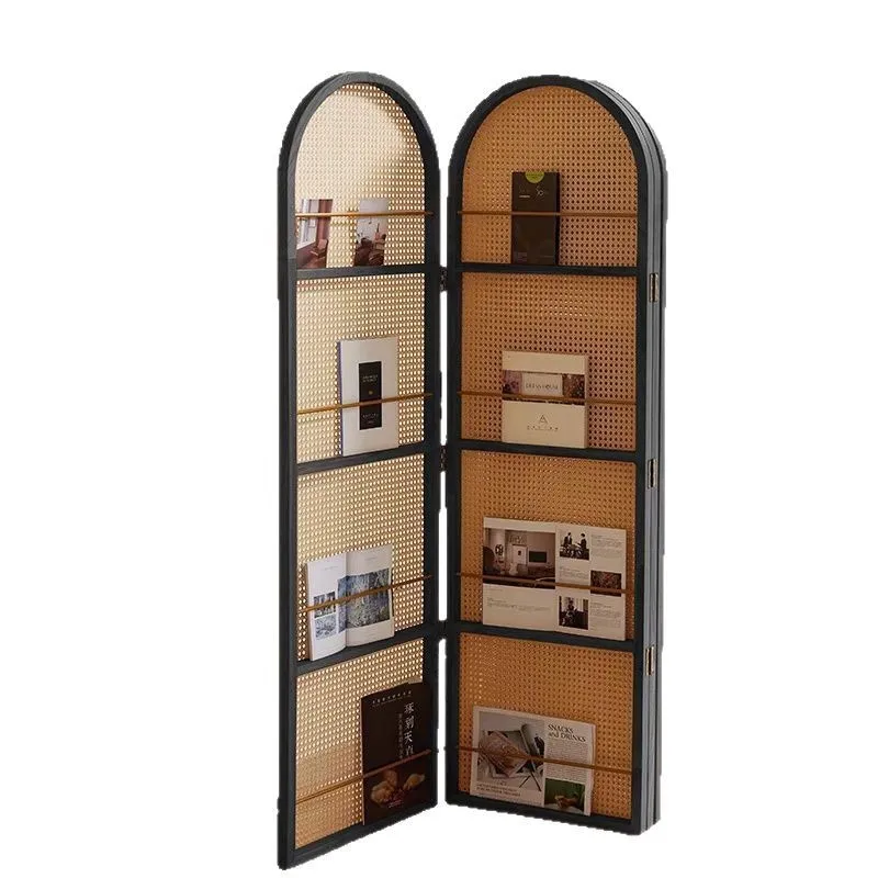 

Solid wood rattan screen Chinese retro living room home folding screen partition medieval entry mobile partition screen
