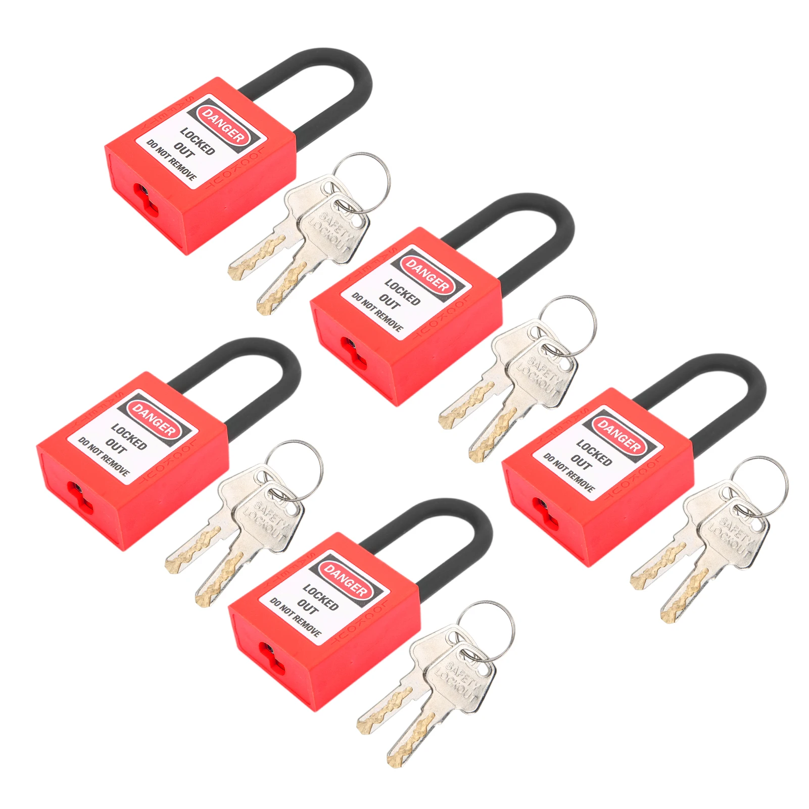 ZK30 	5 Sets Lockout Lock 38mm Nylon Engineered Dustproof Security Padlock for Industrial SiteRed