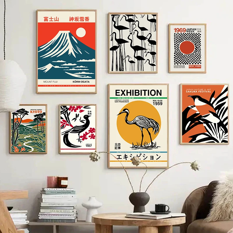 Vintage-Kultur Japan, Poster und Drucke, Leinwandgemälde, Natur, Berg Fuji, japanische Ausstellung, Wandkunst, Bild für Heimdekoration