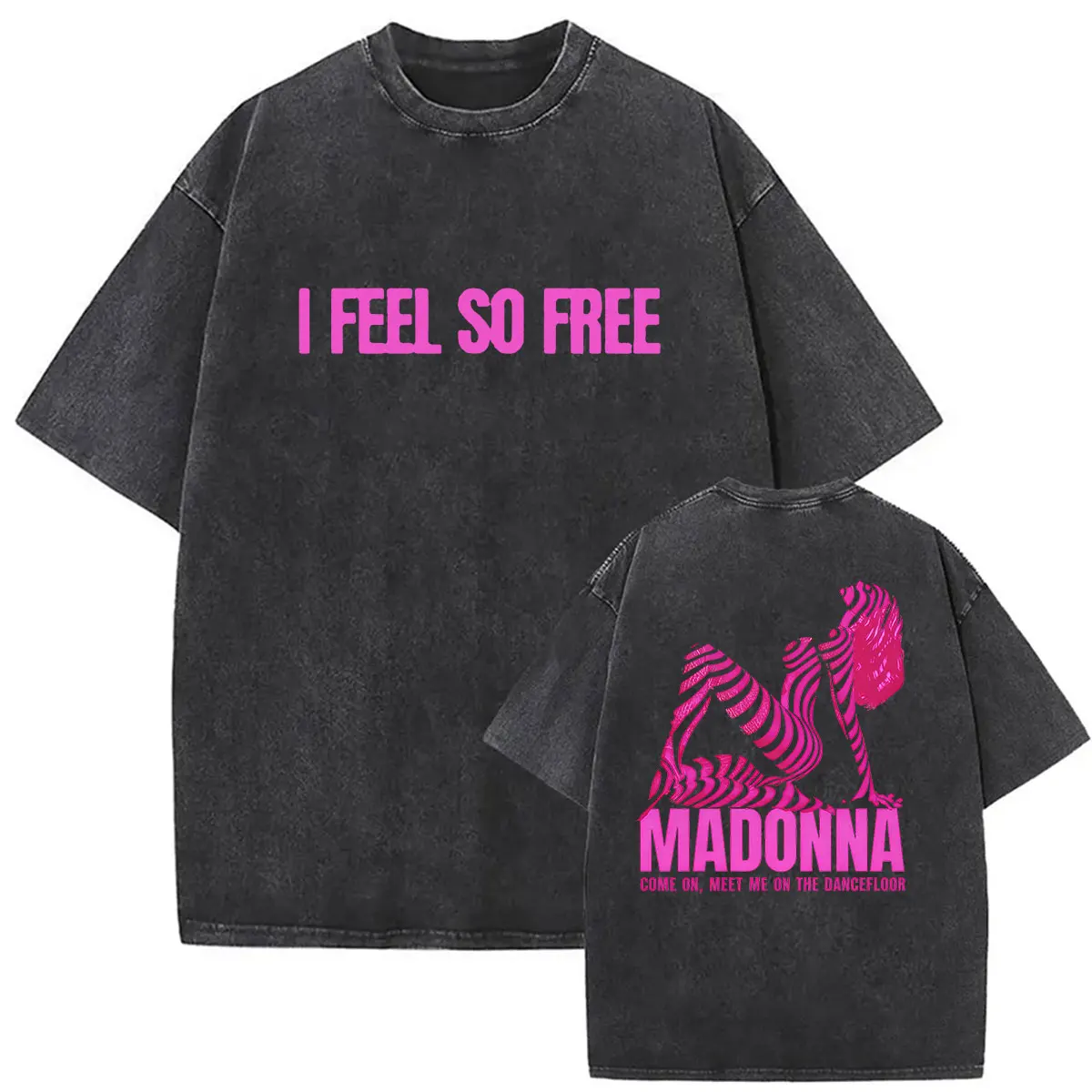 T-shirt rétro délavé Madonna Confessions on A Dance Floor II Album 2026 imprimé pour hommes et femmes, style Hip Hop, manches courtes, streetwear