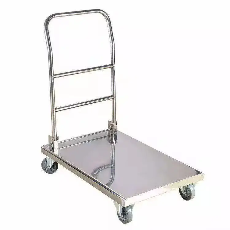 

201 304 Stainless Steel Hand Truck Trolley Cart Heavy Duty Load Capacity Hand Cart Platform Trolley