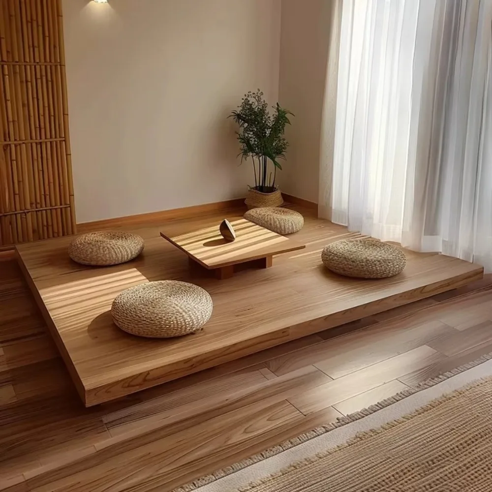 Massivholz-Tatami-Bodenbett im japanischen Stil für Schlafzimmer und Homestay mit Aufprallschutz-Design