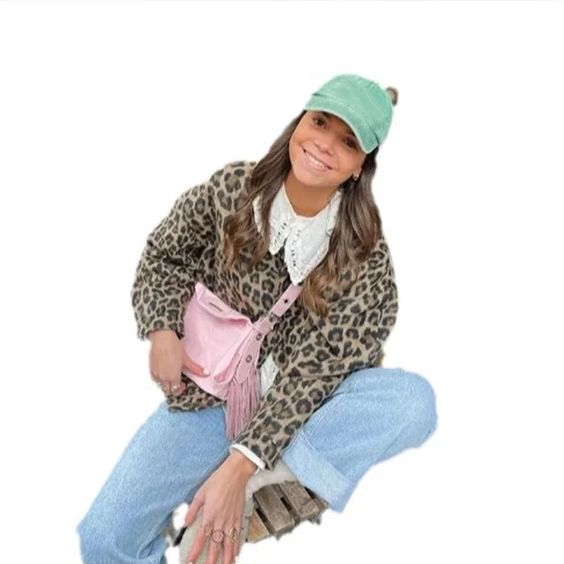 Women\'s Coat Leopard Print Anorak New Coats Jackets Spring Clothes High Quality Clothing Elegant Woman Casual Outerwear