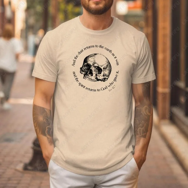 

Memento Mori Мужчины Женщины Хлопковая футболка Католический Хэллоуин День Все души Христианская одежда Традиция День всех святых Готические топы с черепом