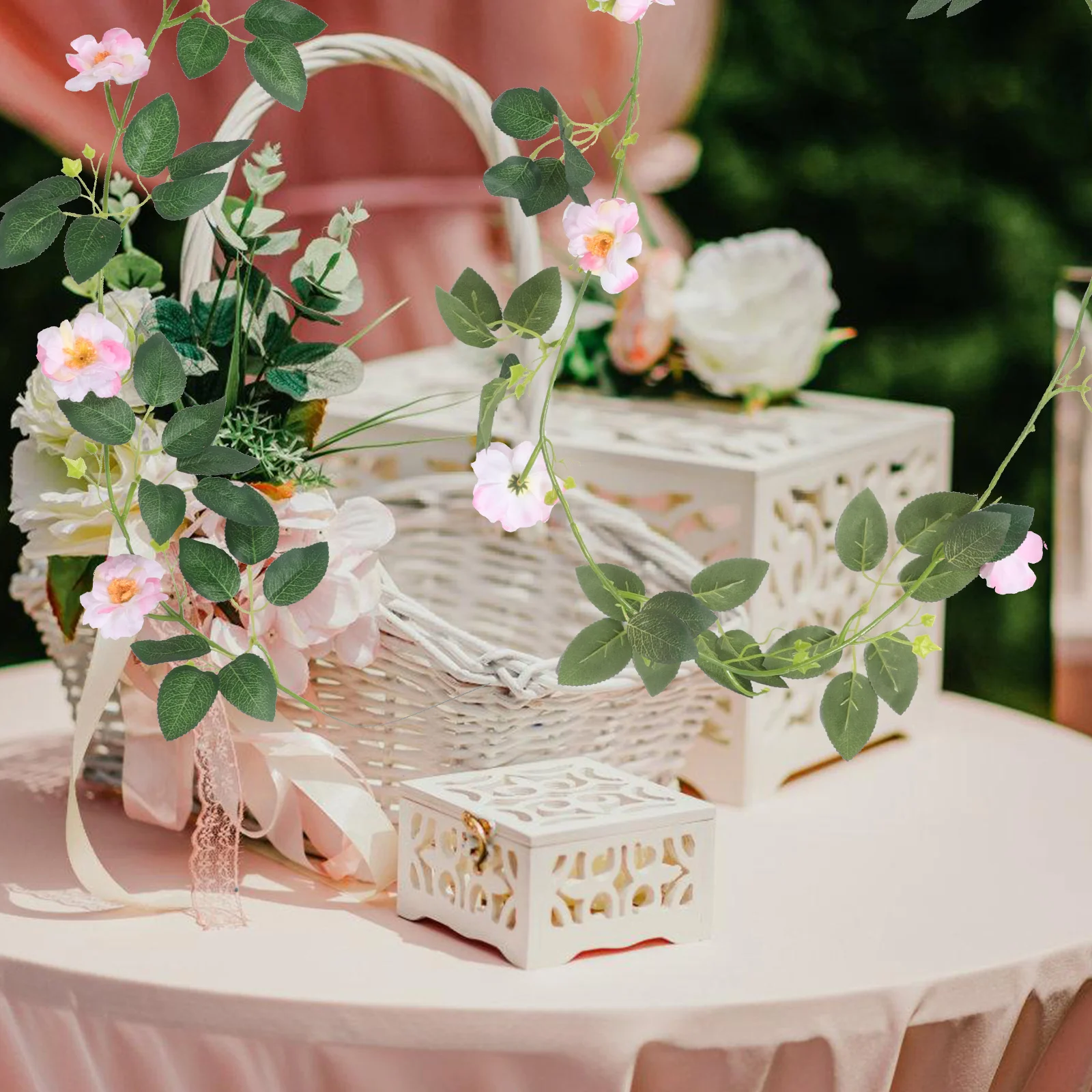 

Fake Cherry Blossom Garlands Realistic Artificial Flower Vines for Holiday Wedding Backdrop Spring Decor Hanging Floral Vine