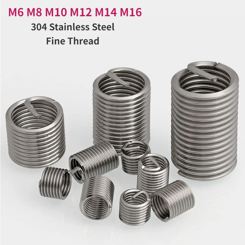 M6 M8 M10 M12 M14M16 Fine Thread Helicoil Thread Repair Insert 304 Stainless Steel Wire Thread inserts Bushing Sleeve Repair Kit