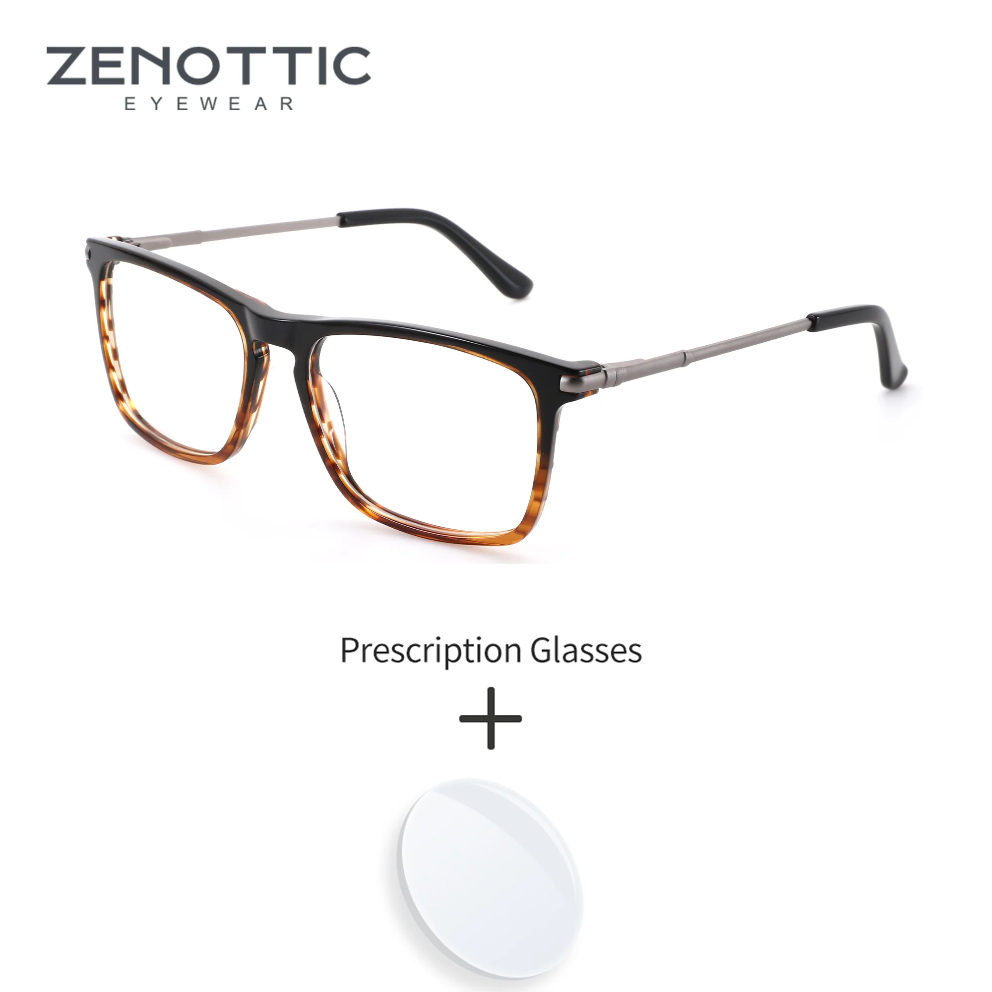 

ZENOTTIC M размер популярные квадратные дизайнерские очки по рецепту для мужчин ацетатные и металлические фотохромные оптические очки для близорукости