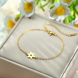 Skyrim Flower Charm Bracelets Women's Stainless Steel Double Layer Beads Chain Bracelet Bohemian Jewelry Birthday Gift Wholesale