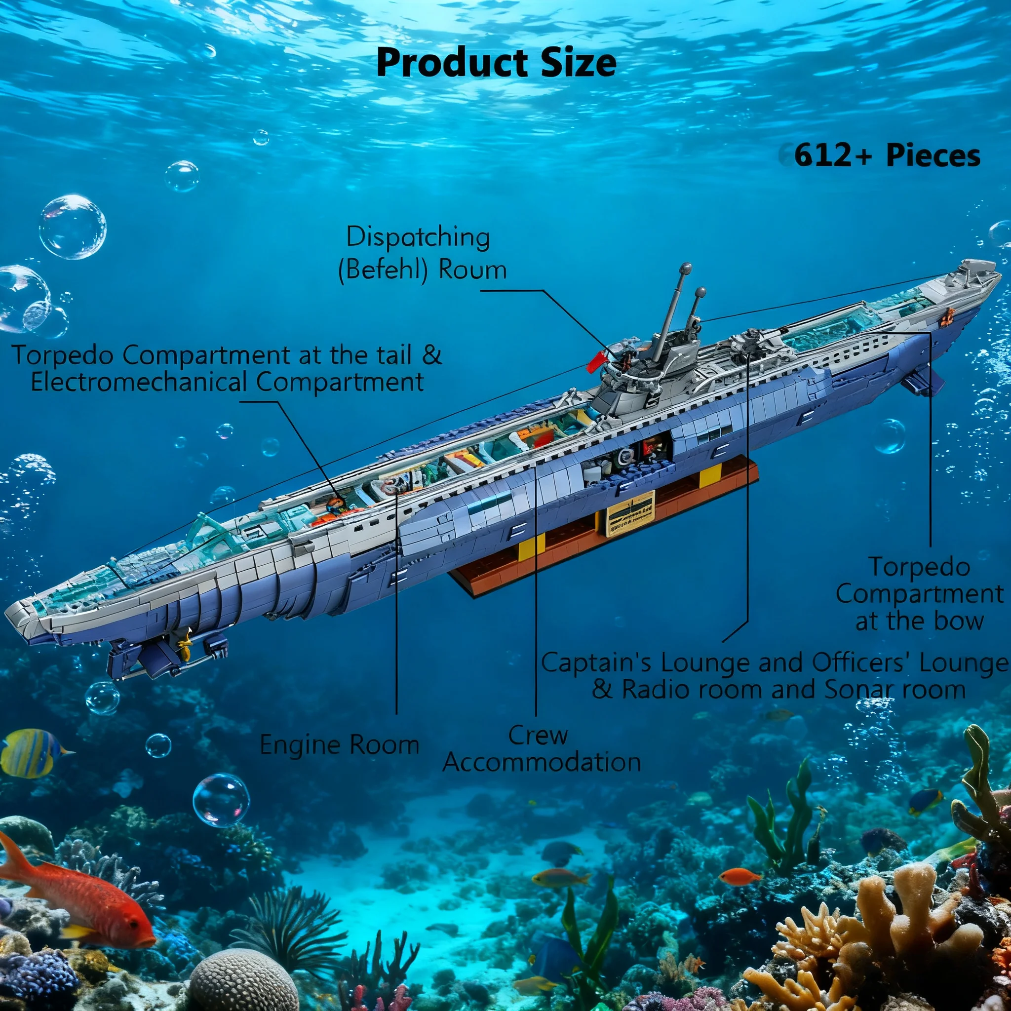 Super 6172PCS Military VIIC U-552 Submarine Bricks Creativity MOC Naval Warfare Battle Building Blocks Toys for Boys Adult Gifts