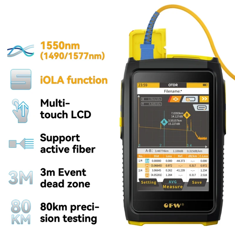 

Рефлектометр оптического волокна OTDR Active Fiber Live Test 1550 нм 20 дБ сенсорный экран OPM VFL OLS iOLA карта событий тестер на заказ