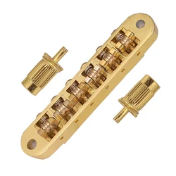 Electric Guitar Parts Adjustable Roller Saddle Bridge with Posts Golden