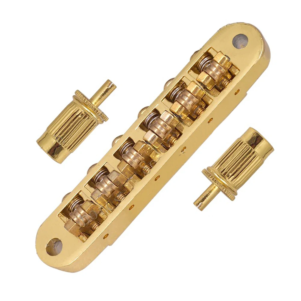 Electric Guitar Parts Adjustable Roller Saddle Bridge with Posts Golden