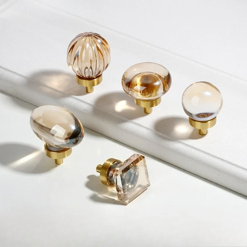 Stylish Luxury Brass Crystal Pigeon Egg Handles for Drawer Cabinet Doors and Furniture Wardrobe as Functional Drawer Knobs