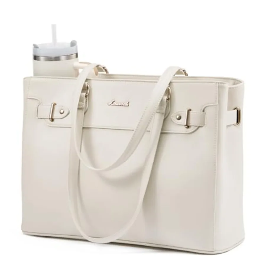 

LOVEVOOK Laptop Tote Bag for Women Work Teacher Tote Bag with Large Cup Holder Waterproof Leather Computer Bag