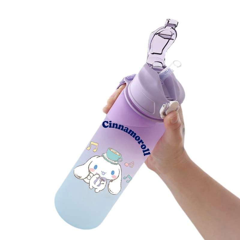 750Ml Sanrio Cinnamoroll Straw Cup Leak Proof Large Capacity Water Cup Children Portable Plastic Jug Outdoor Camping Water Cup