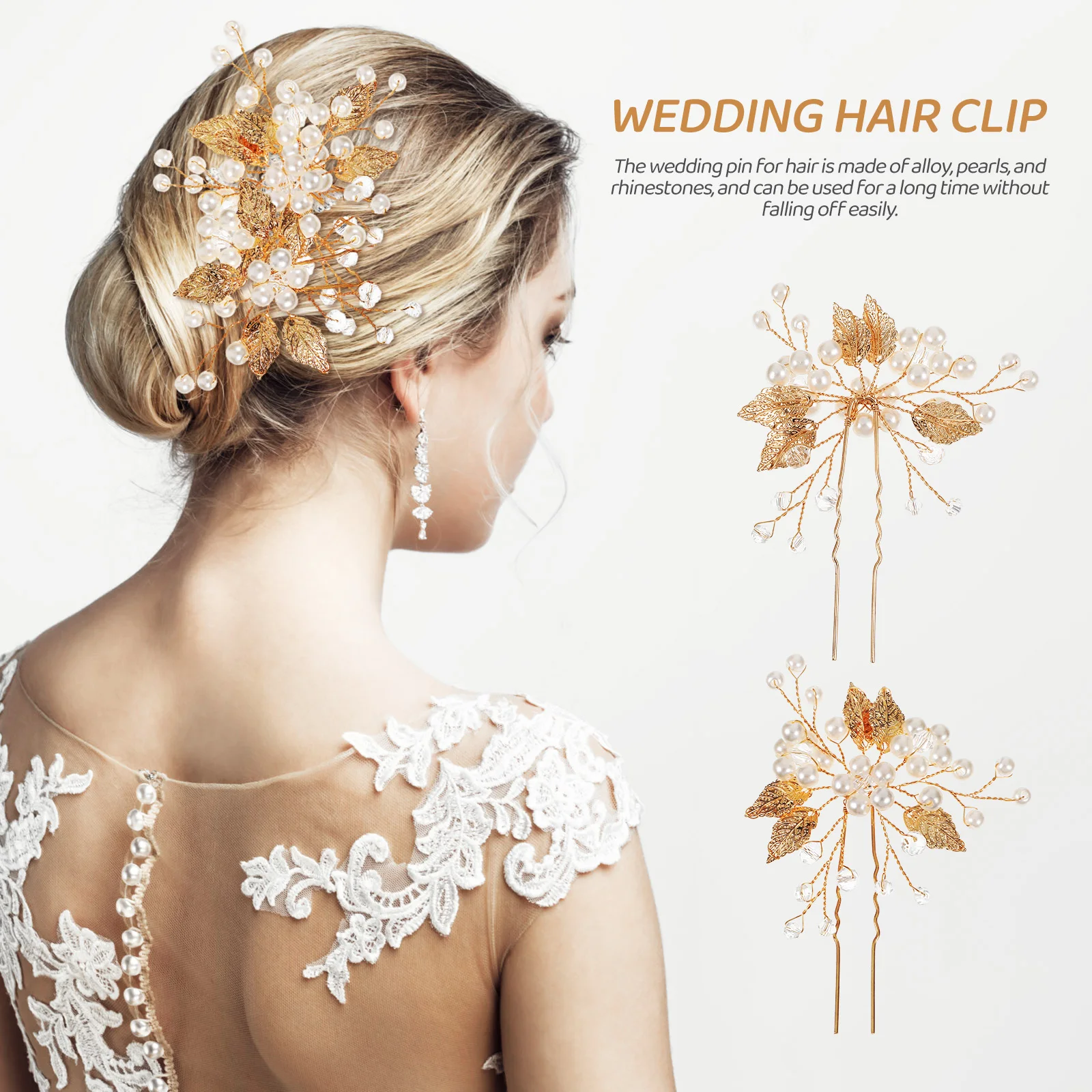 

6pcs Pearl Hair Fork Clips 3 Gold 3 Silver Alloy Leaf Design Women Hair Pins Wedding Bridal Party Accessories