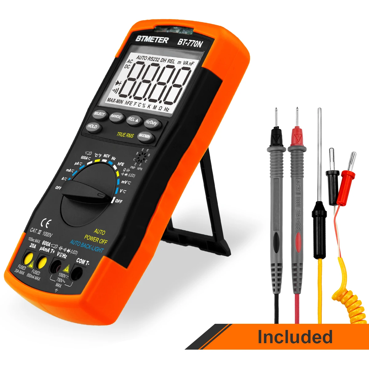 BTMETER BT-770N 6000 Count Orange Intelligent Digital Multimeter Current and Voltage Testing Instruments Tool Auto/Manual Range