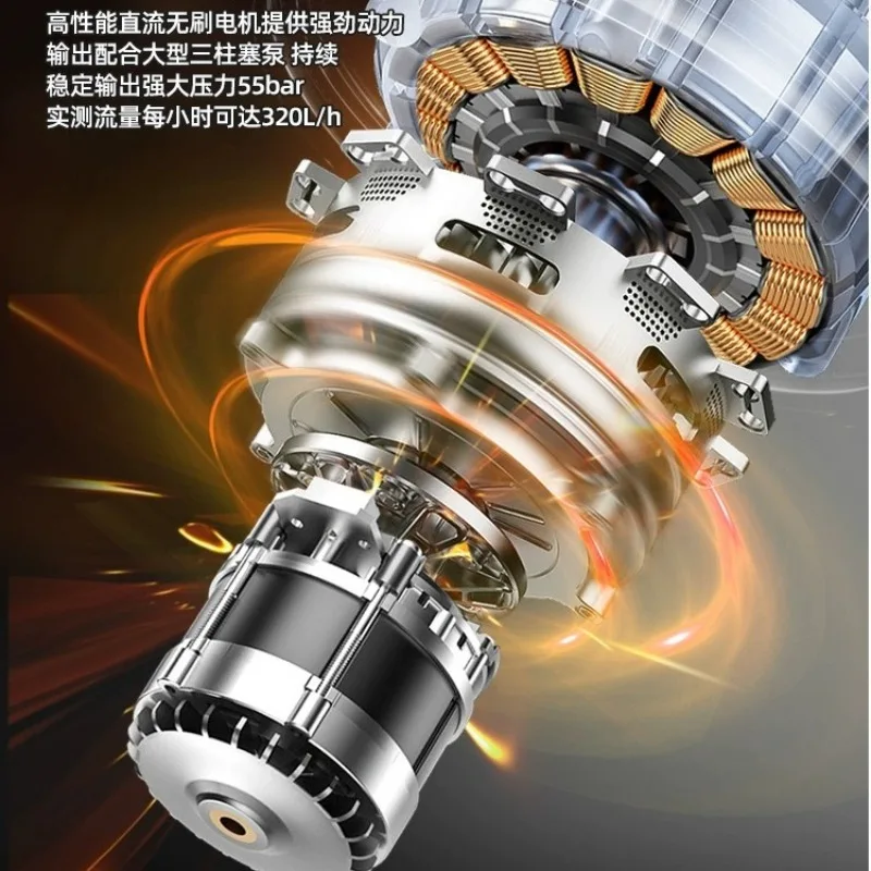 مسدس مياه لاسلكي عالي الطاقة لغسيل السيارات، ماكينة غسيل سيارات ببطارية مزدوجة متعددة التروس قابلة للتعديل ببطارية ليثيوم #2