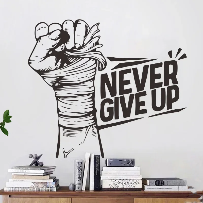 Never Give Up Wall Sticker Vinyl Quotes Phrase Teenager Student Bedroom Sport Gym Training Motivational Wall Art Decals