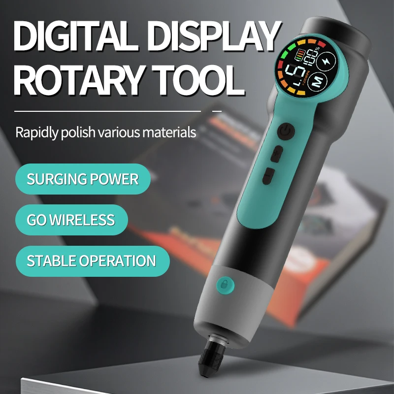 150pcsUSB Rechargeable Cordless Rotary Tool LCD Digital Display Mini Electric Grinder Multi-speed Adjustable Engraver Polisher f