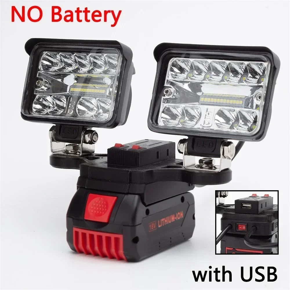 

Portable LED Work Light For Bosch 18V Lithium Battery Wireless w/USB Outdoor Double Headlight Emergency Tool Light (NO Battery )