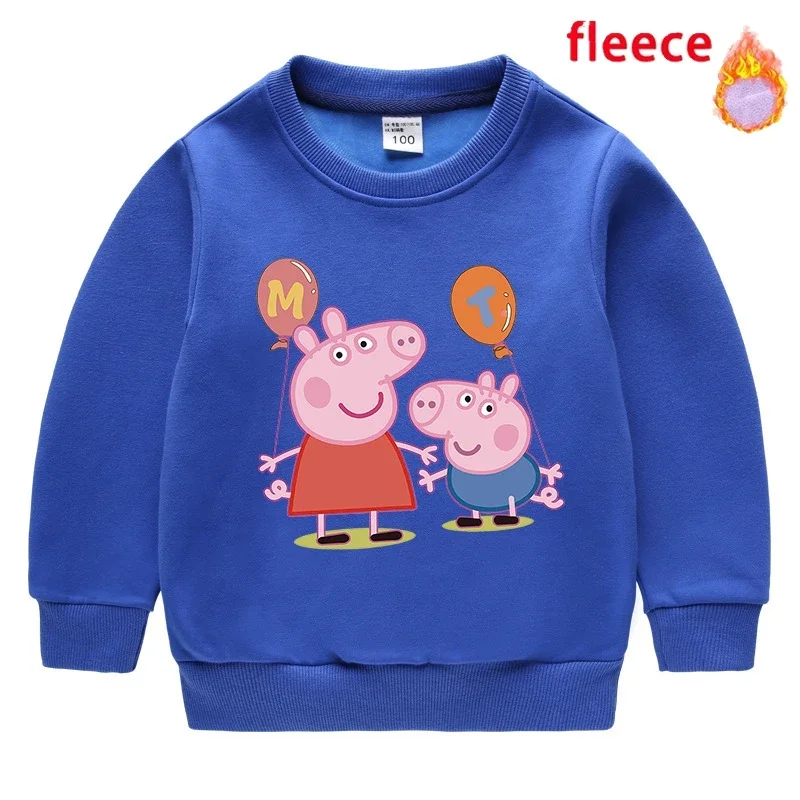 Suéter de dibujos animados de la serie Peppa Pig para niños, Top de doble capa de Color, muñeca móvil George, suéter de felpa para niña, regalo para