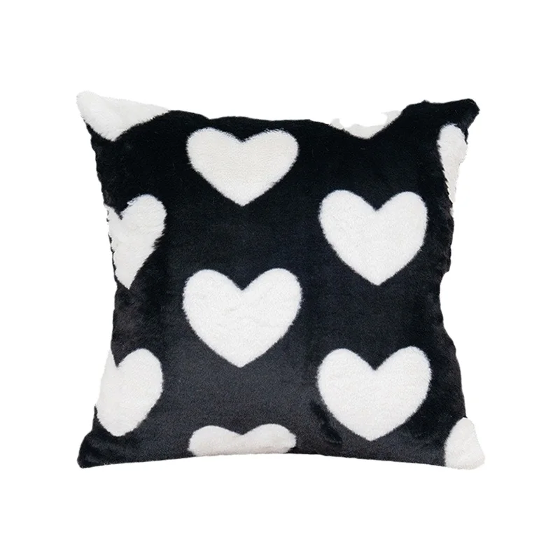 Valentine Day Throw Pillow Cover Decorative Plush Heart Print Pillowcase for Sofa Couch Bedroom