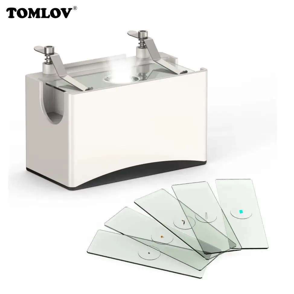 TOMLOV Universal Microscope Buttom Light Source,Transmitted LED Light Stage, 5pcs Digital Microscope Slides for USB Microscope