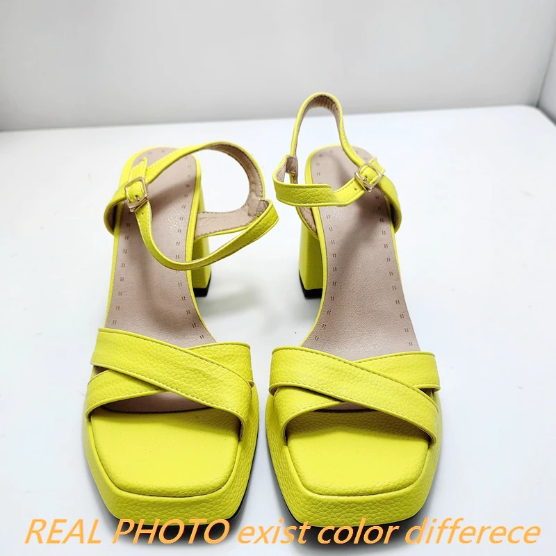 REAVE CAT Brand Women Sandals Toe Block Heels 9cm Platform 2cm Buckle Strap Big Size 41 42 43 Concise Daily Female Shoes