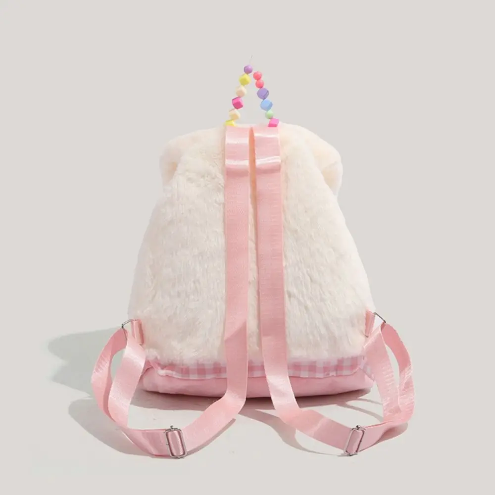 Adjustable Shoulder Strap Plush School Bag Zipper Inner Layer Cake Plush Backpack Large Capacity Cute Cartoon School Bag Couple