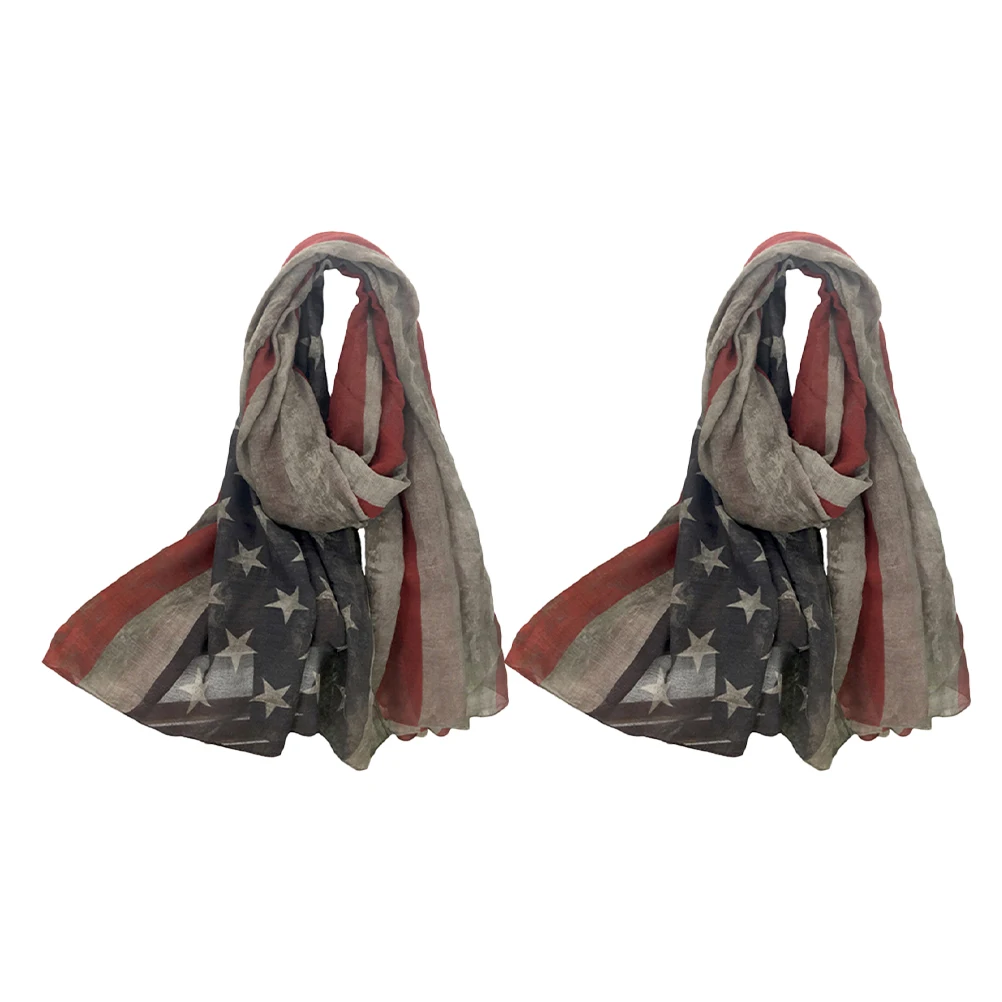 

2pcs American Flag Neck Scarf Women Patriotic Kerchief 4Th Of July Bandana Lightweight Stylish Shawl Scarf Party Independence