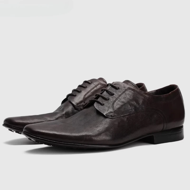 

Genuine Leather Sole Luxury Formal Shoes Men's Dress Shoes Business Retro Breathable Comfortable Hand-sewn Cowhide Derby Shoes