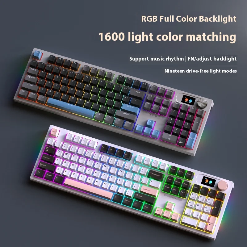 Langtu Lt104 Mechanical Keyboard Wireless Bluetooth Three-Mode Customized Gaming Office Keyboard And Mouse Set Wired ColorScreen