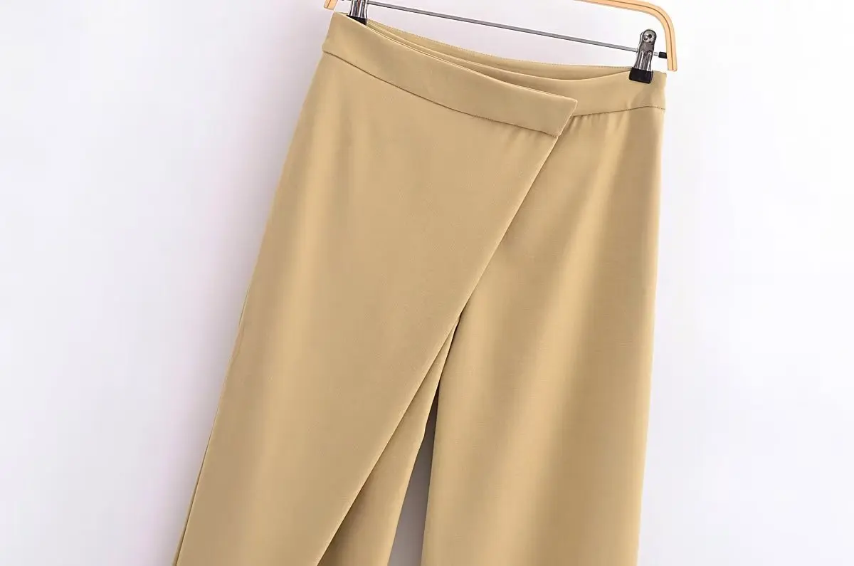 Tangada 2024 Women Wide Leg Suit Pants Trousers Zipper Office Lady Party Pants 6P022