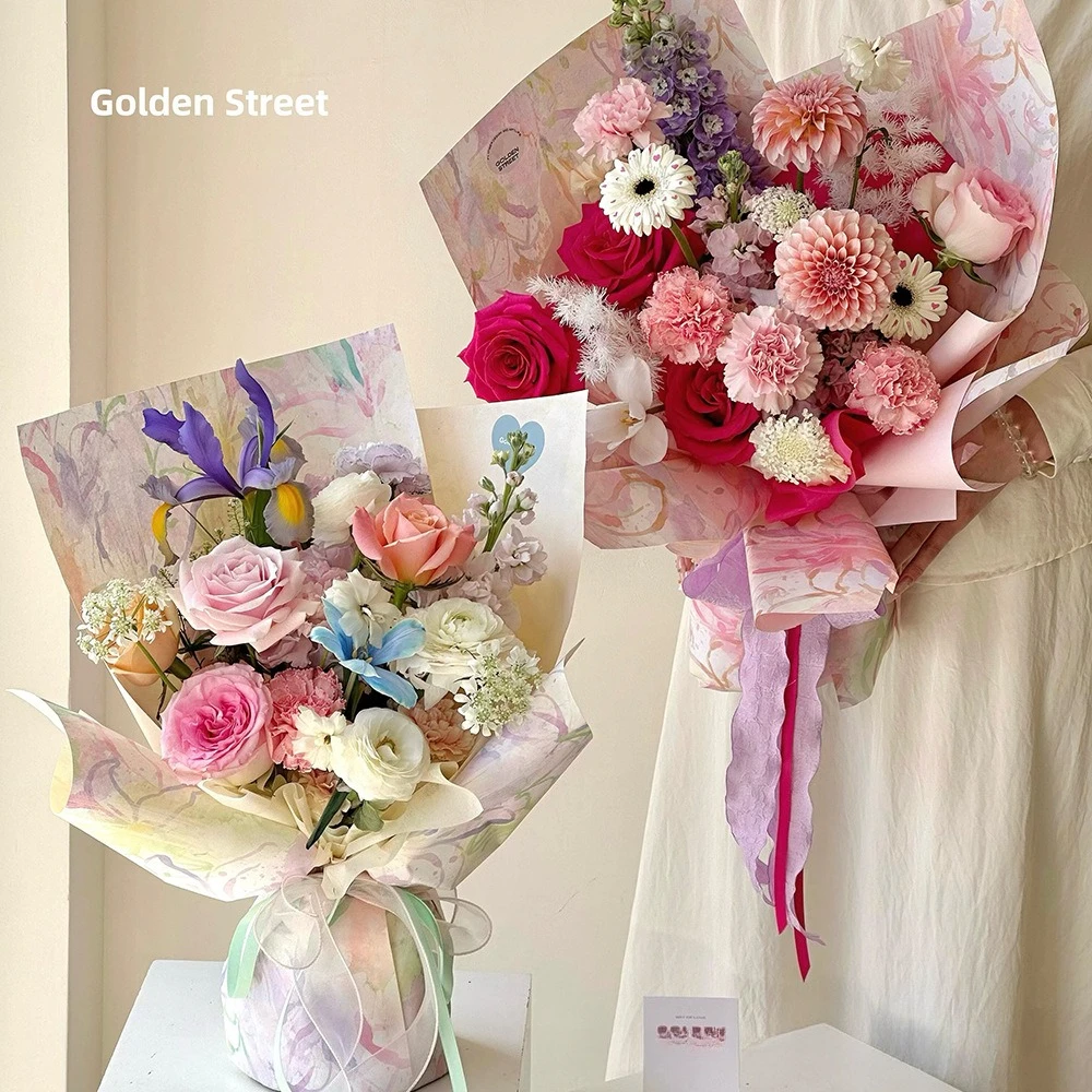 กระดาษห่อดอกไม้สไตล์ภาพวาดสีน้ - Flower Wrap Kraft บทวิจารณ์และราคา