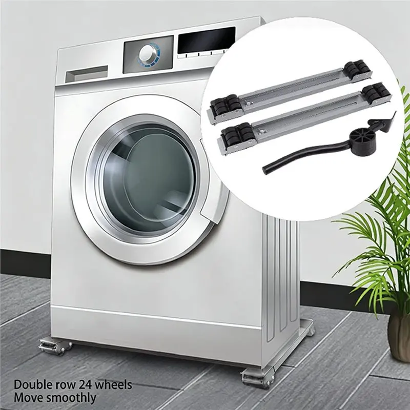 ABZL Heavy Duty Extendable Appliance Roller With 24 Wheels For Easy Moving, High Load Capacity & Secure Braking For Furniture