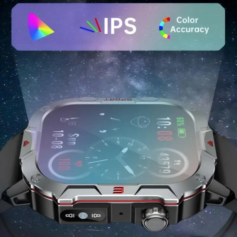 C40Pro Outdoor Sport Smartwatch Met LED Zaklamp 2.01 Ultra Groot Scherm Bluetooth Oproepen Waterdicht Schokbestendig Stofbestendig