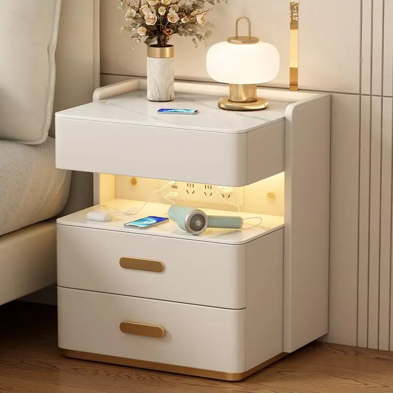 Modern 20w Fast Wireless Charging USB-C Hub Smart Bedside Table with Touch Control Light Emitting Diode Emotional