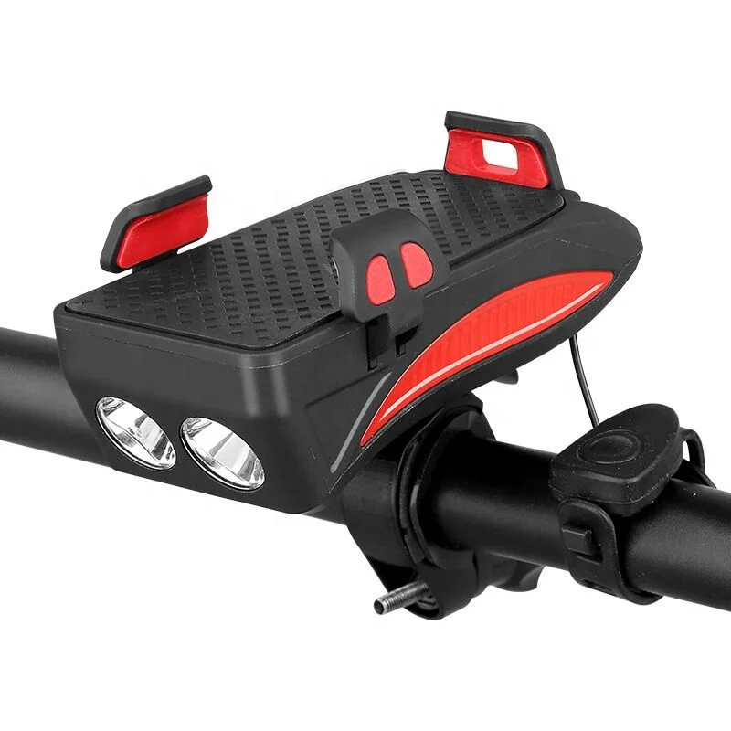 Hot Sell Bike Phone Mount USB Rechargeable Bike Light Set Adjustable Bicycle Holder Handlebar Bicycle Headlight With Horn