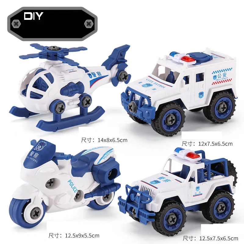 Brinquedo de carro de engenharia removível criativo para crianças aparafusando montagem diy quebra-cabeça porca desmontagem caminhão de bombeiros brinquedo de veículo militar