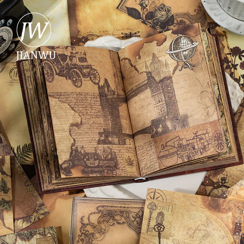 

JIANWU Ode To The Distance Series, винтажная цветочная кайма, пейзажный материал для коллажа, бумага, креативный DIY мусорный журнал, канцелярские принадлежности