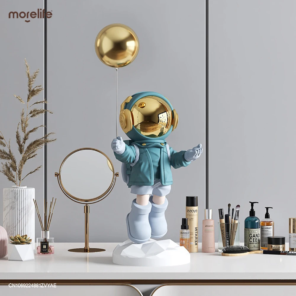 Floating Astronaut Statue Decor Metal Tray Resin Spaceman Large Sculpture Key Tray Holder Living Room Home Decor Ornament