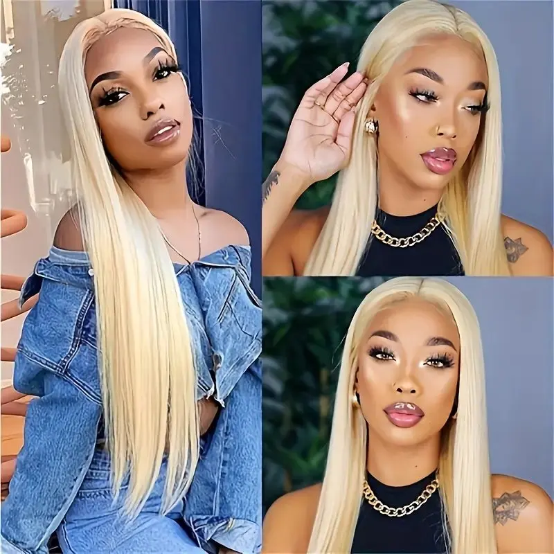 13x4 HD Lace Frontal Wig 613 Blonde 13x6 Lace Wig 24 Inches Straight  Bleached Brazilian Human Hair Wig 150 Density