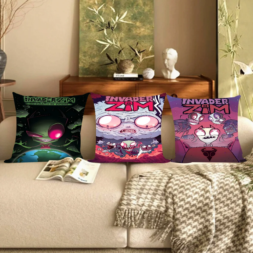 Invader Z-Zim Cartoon 45*45cm Cushion Cover Pillow Cover Decor Pillowcase Home Pillowcase For Couch Pillow